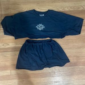 Reclaimed vintage quicksilver hand sown top/skirt set